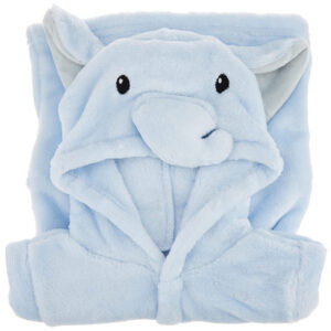 Hudson Baby Unisex Baby Plush Animal Face Robe, Blue Elephant